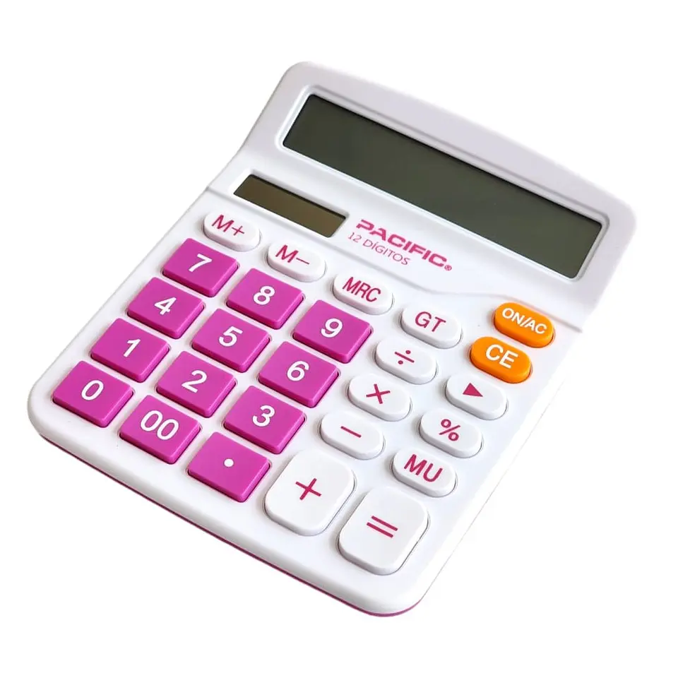 Calculadora Electrónica Pacific 12 dig PAC01122P Rosa 1
