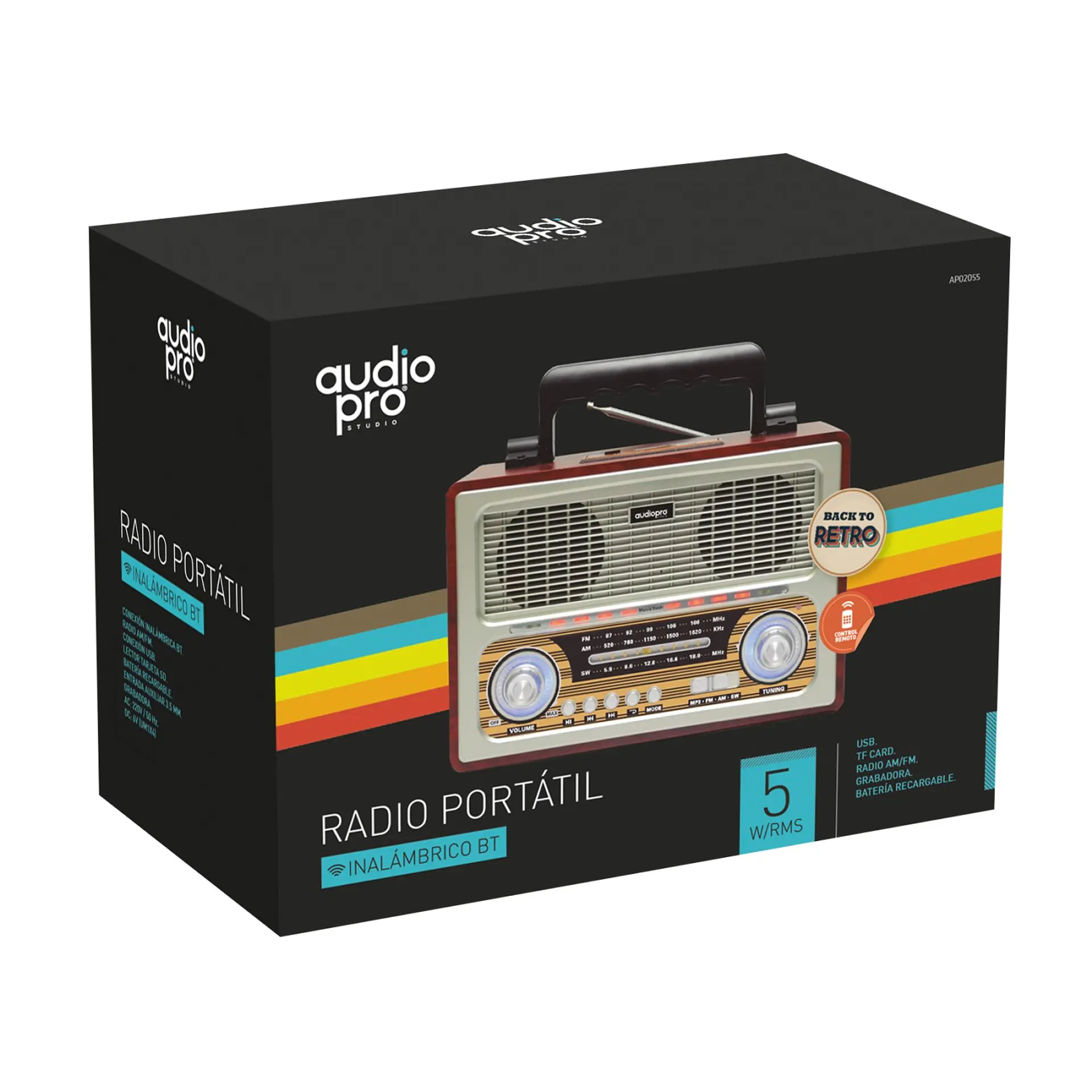 Radio Retro BT Vintage Audiopro Portátil AP02055 5