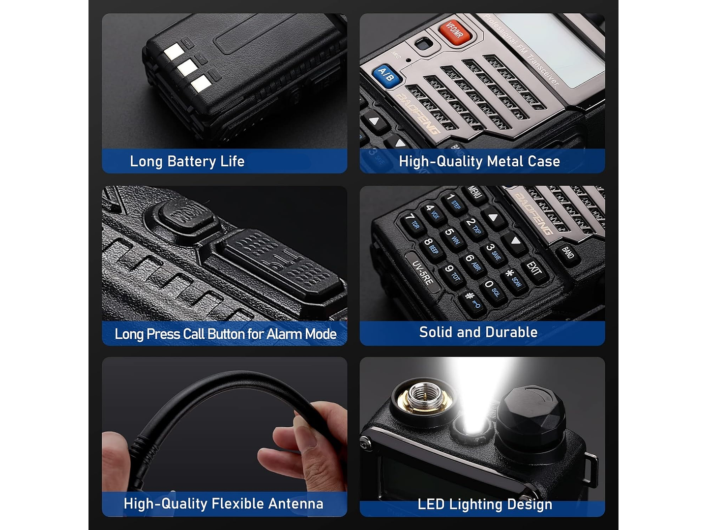 Radio Transmisor VOX Baofeng UV-5RE Negro c 5