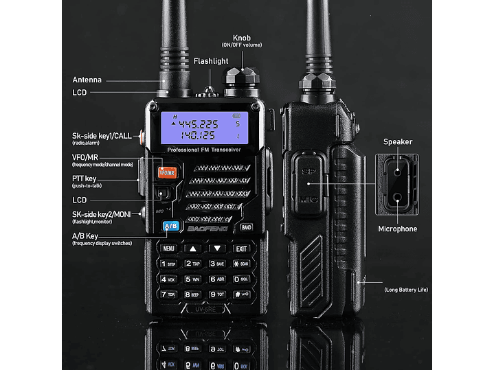 Radio Transmisor VOX Baofeng UV-5RE Negro c 6