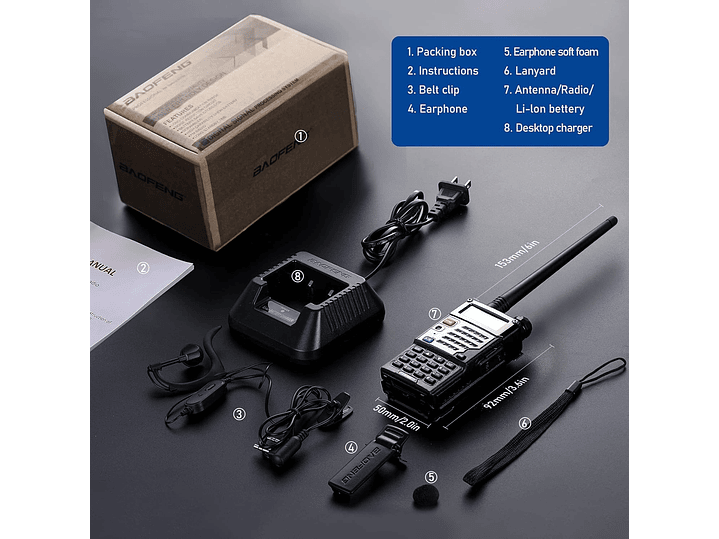 Radio Transmisor VOX Baofeng UV-5RE Negro c 7