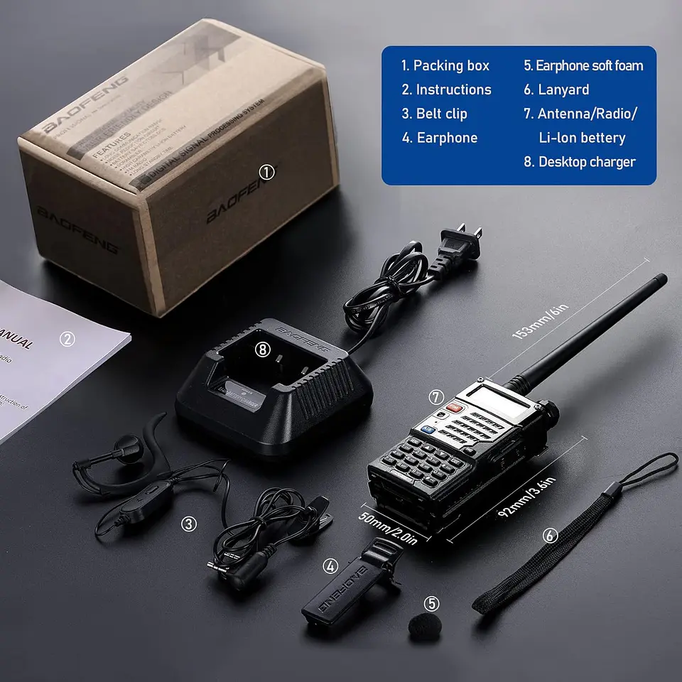 Radio Transmisor VOX Baofeng UV-5RE Negro c 7