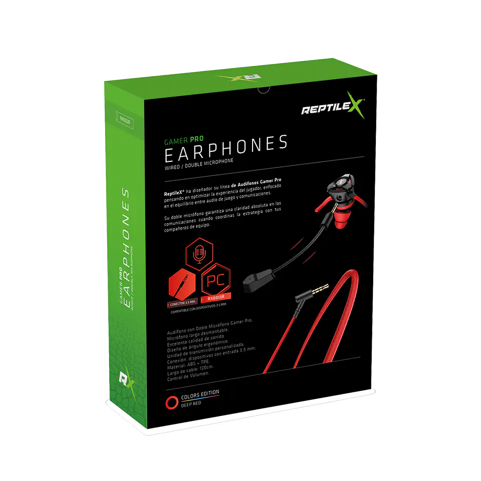 Audífonos Gamer ReptileX RX0032R Mic Desmontable Rojo 5