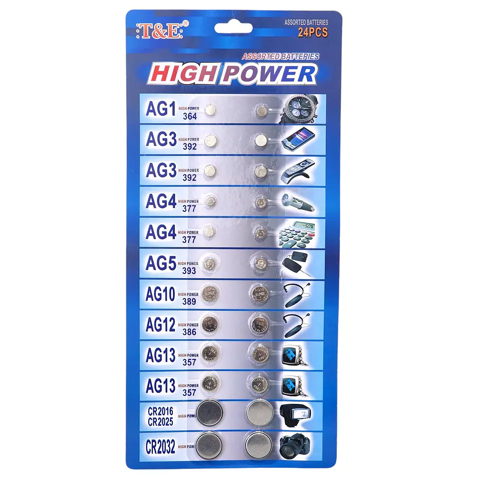 Set de 24 Pilas Botón de Litio Surtidas 1