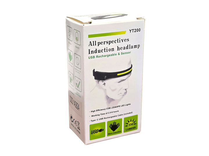 Linterna Cintillo Banda LED COB+XPE Recargable con Sensor YT200 5