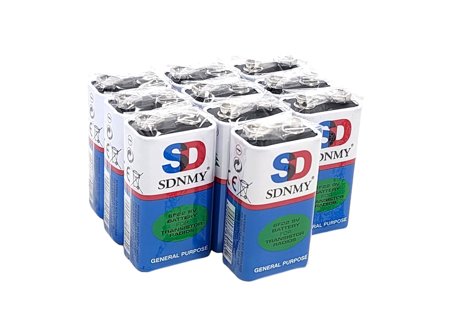 Pack de 10 Baterías 9V SD-SDNMY Long Life 6F22 1