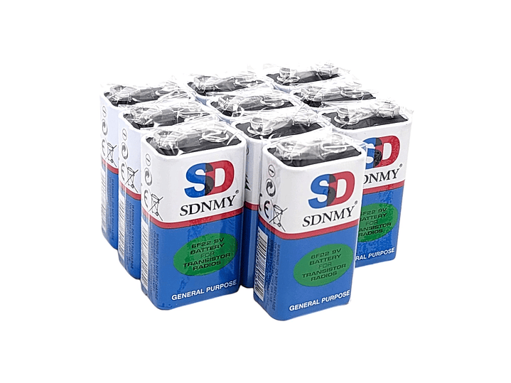 Pack de 10 Baterías 9V SD-SDNMY Long Life 6F22 1