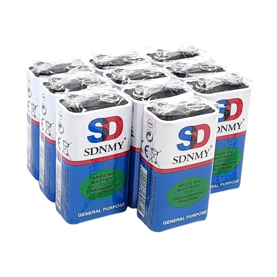 Pack de 10 Baterías 9V SD-SDNMY Long Life 6F22 1