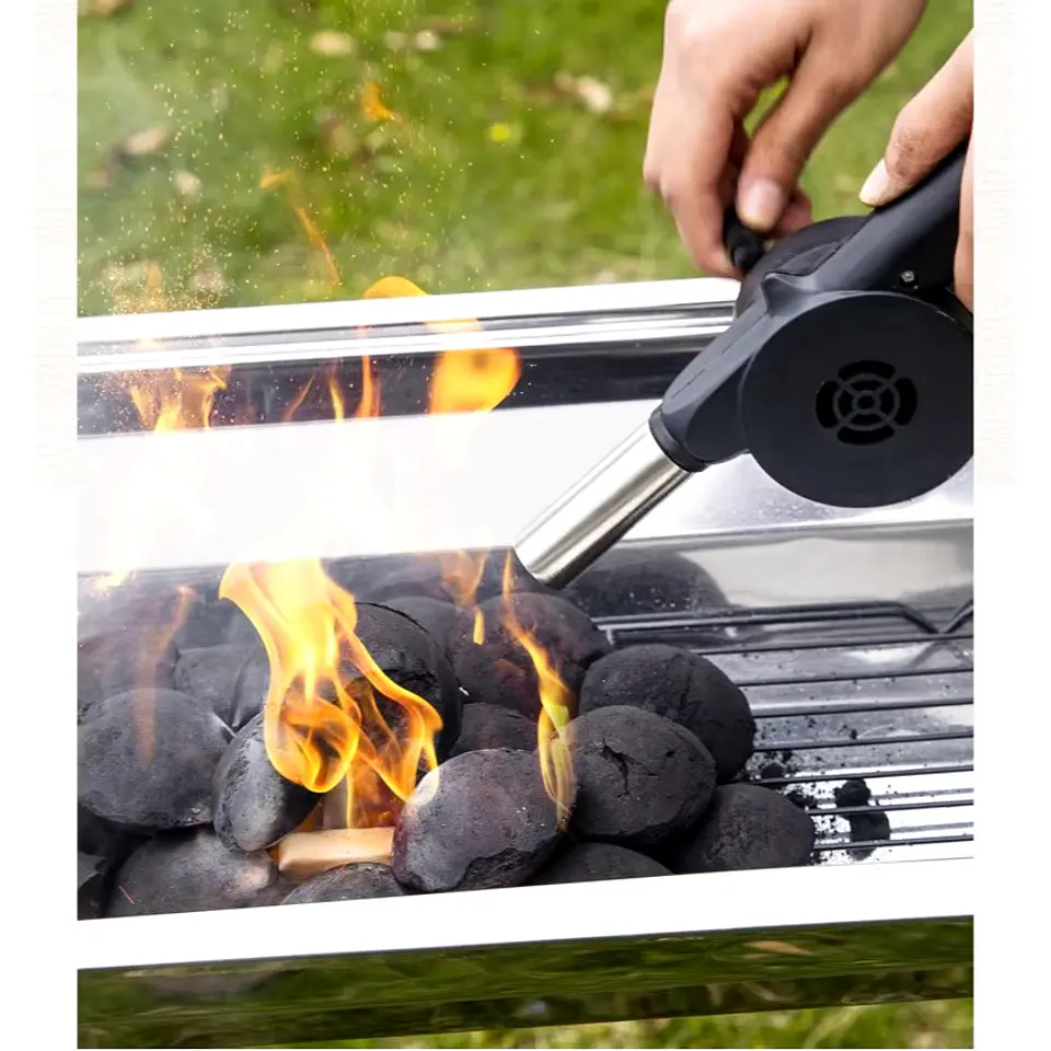 Soplador de Asado con Manivela Encender Carbón Asados 3