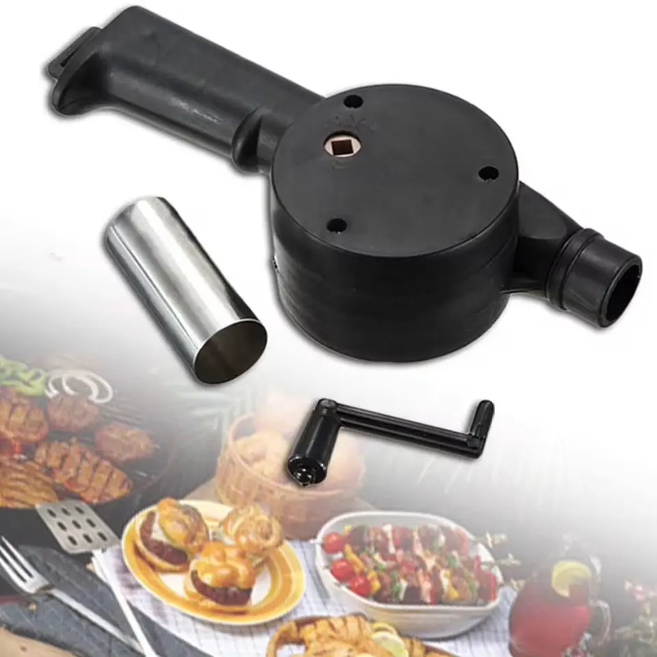 Soplador de Asado con Manivela Encender Carbón Asados 7