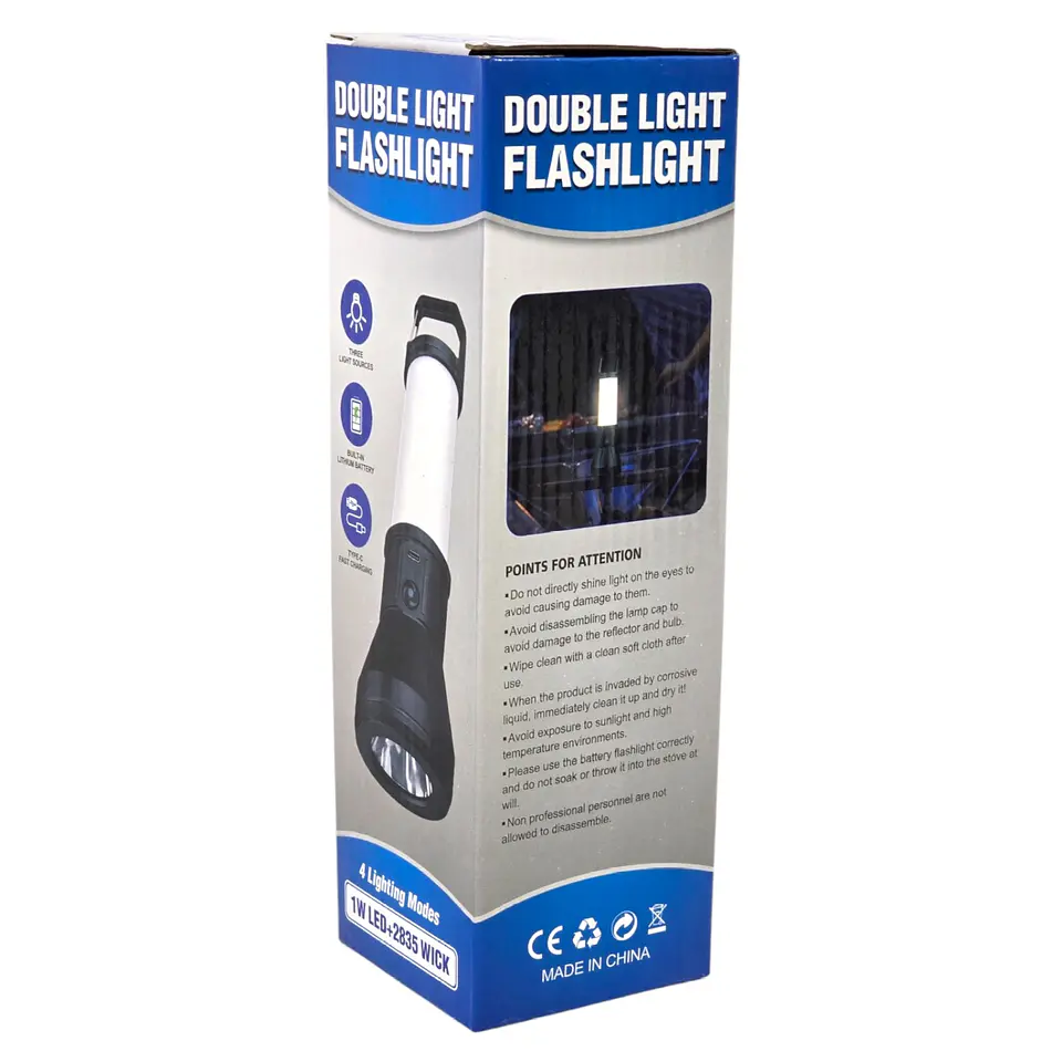 Linterna Recargable Led 2 en 1 de Mano y Colgante 23cm 7