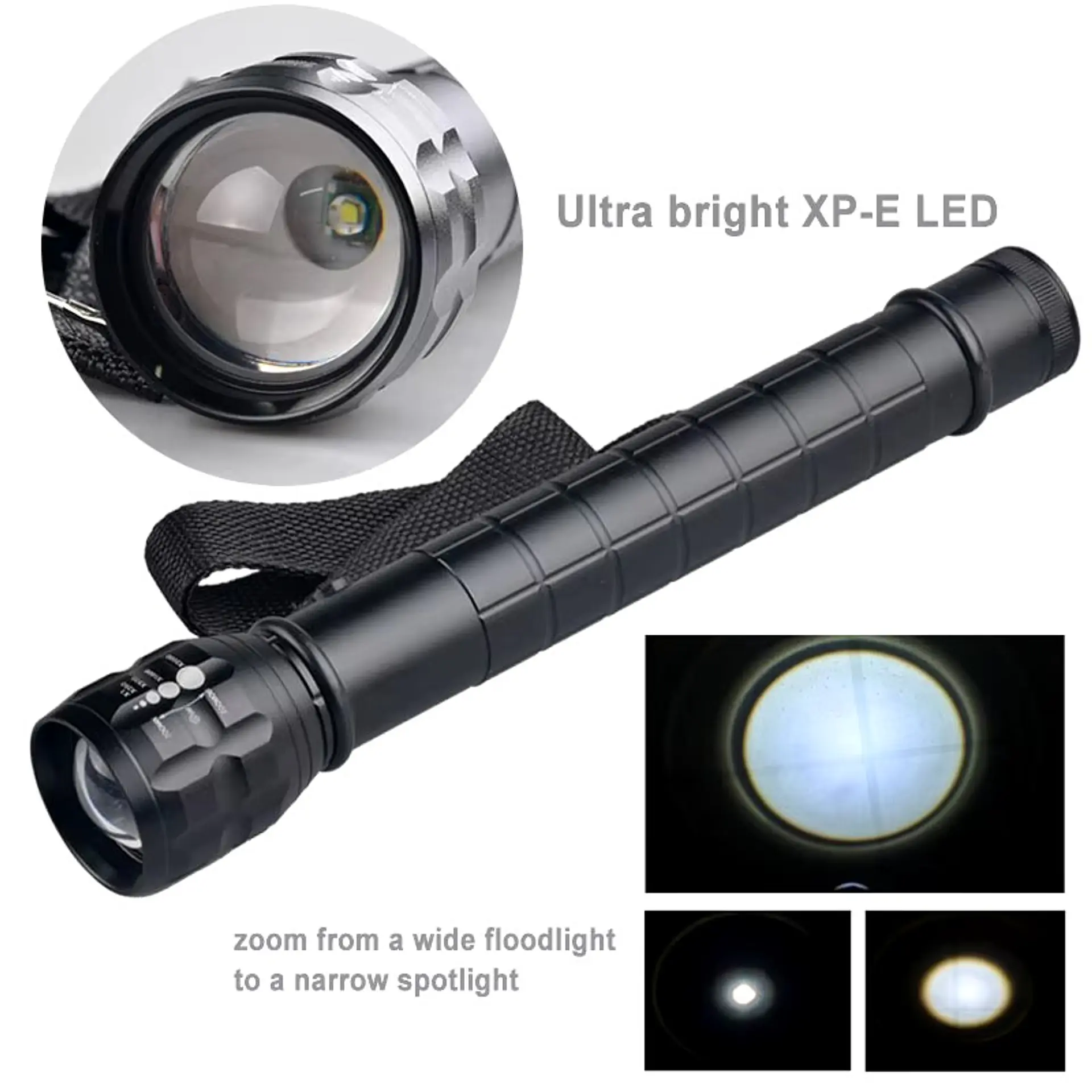 Linterna Táctica Led Aluminio 30cm a Pilas GK8033 4