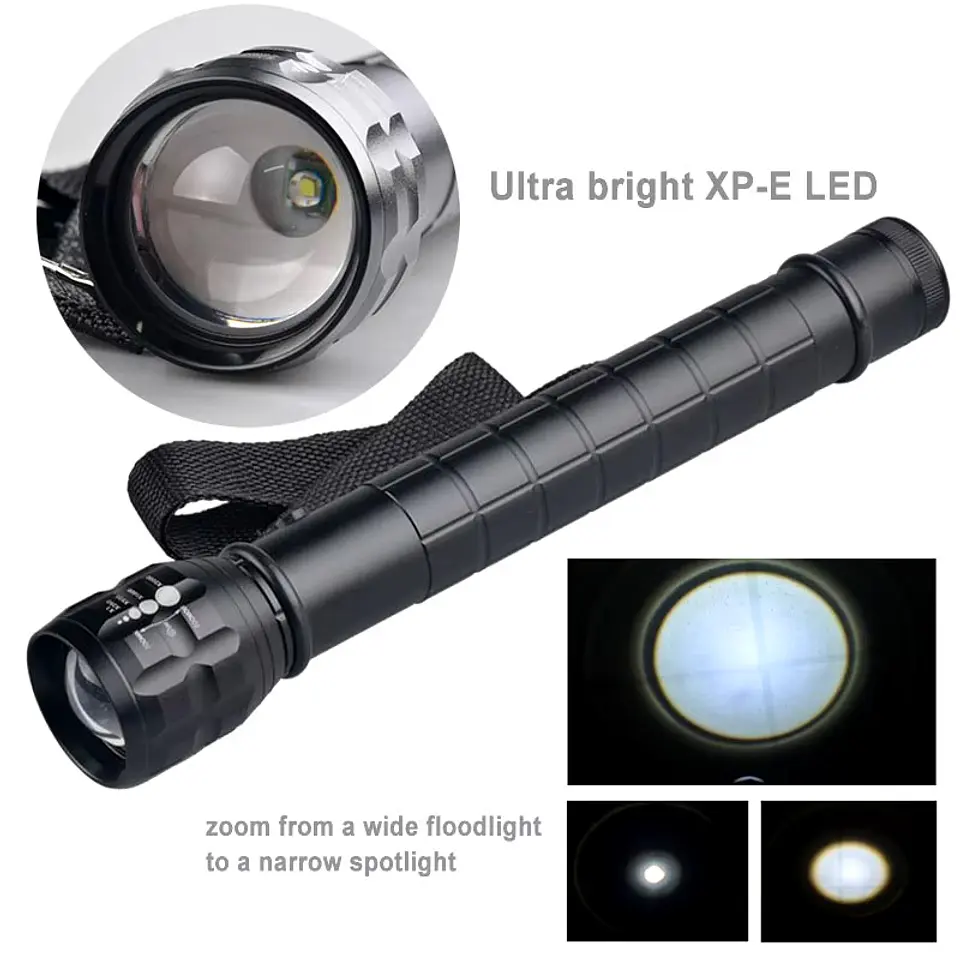 Linterna Táctica Led Aluminio 30cm a Pilas GK8033 4