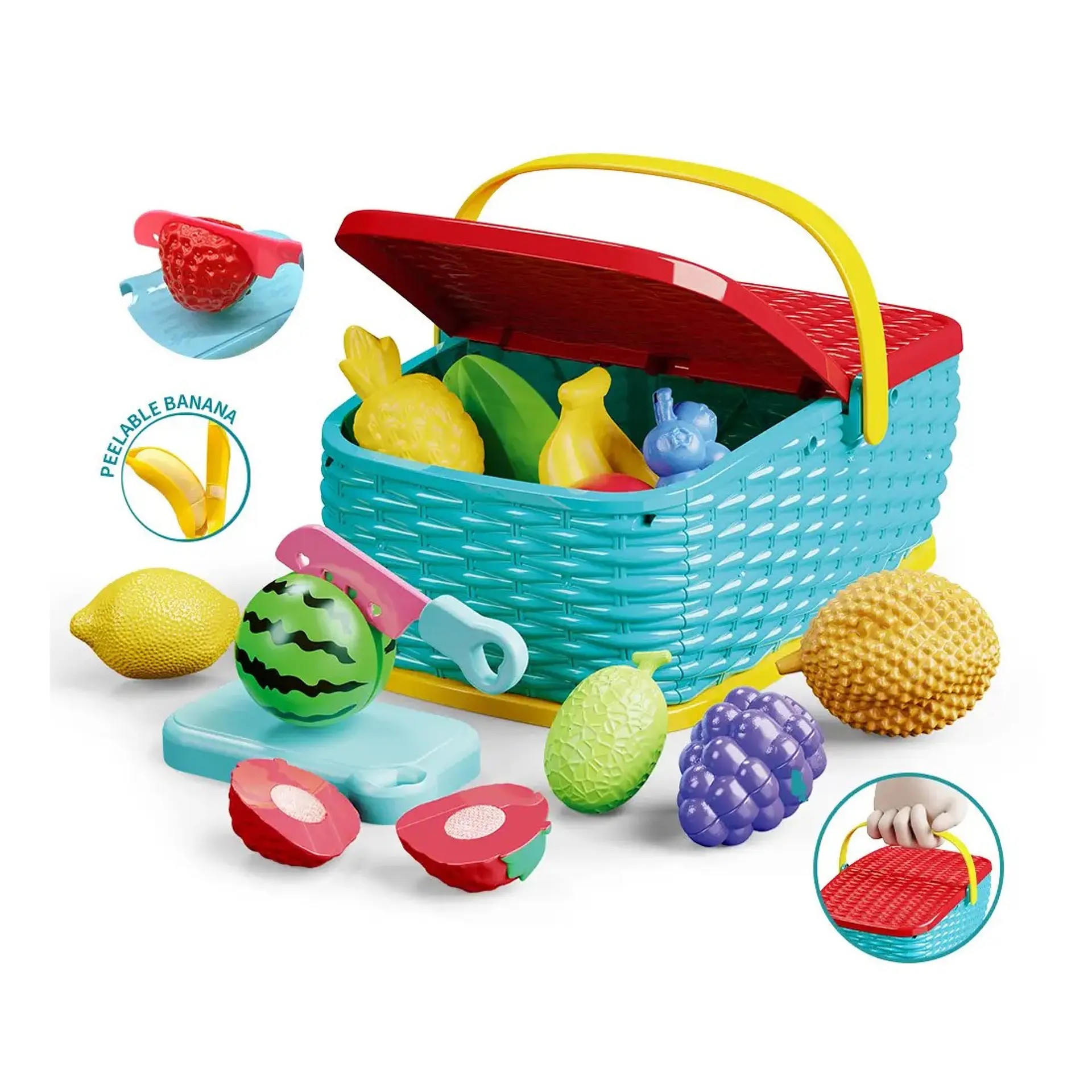 Juguete Didáctico Canasta de Picnic Frutas Cortar 1