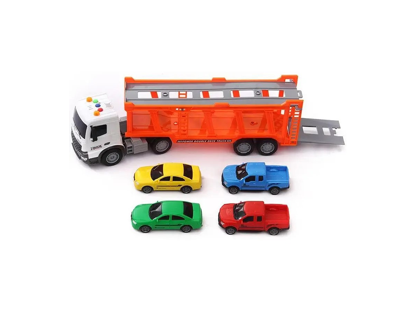 Juguete Camión de Remolque Con Luz y Sonido Con 4 Autos 3