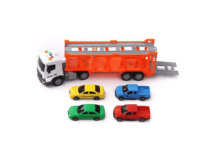 Juguete Camión de Remolque Con Luz y Sonido Con 4 Autos 3