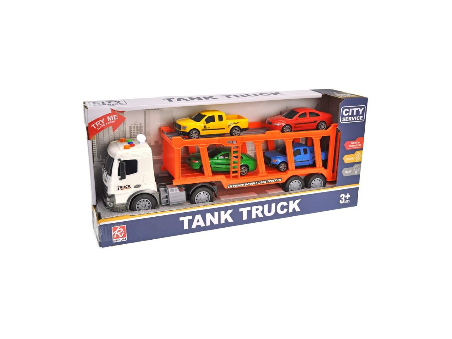 Juguete Camión de Remolque Con Luz y Sonido Con 4 Autos 4