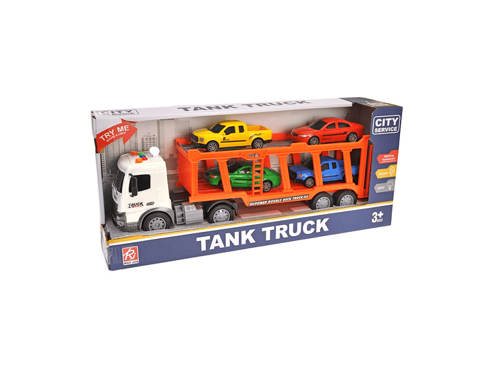 Juguete Camión de Remolque Con Luz y Sonido Con 4 Autos 4