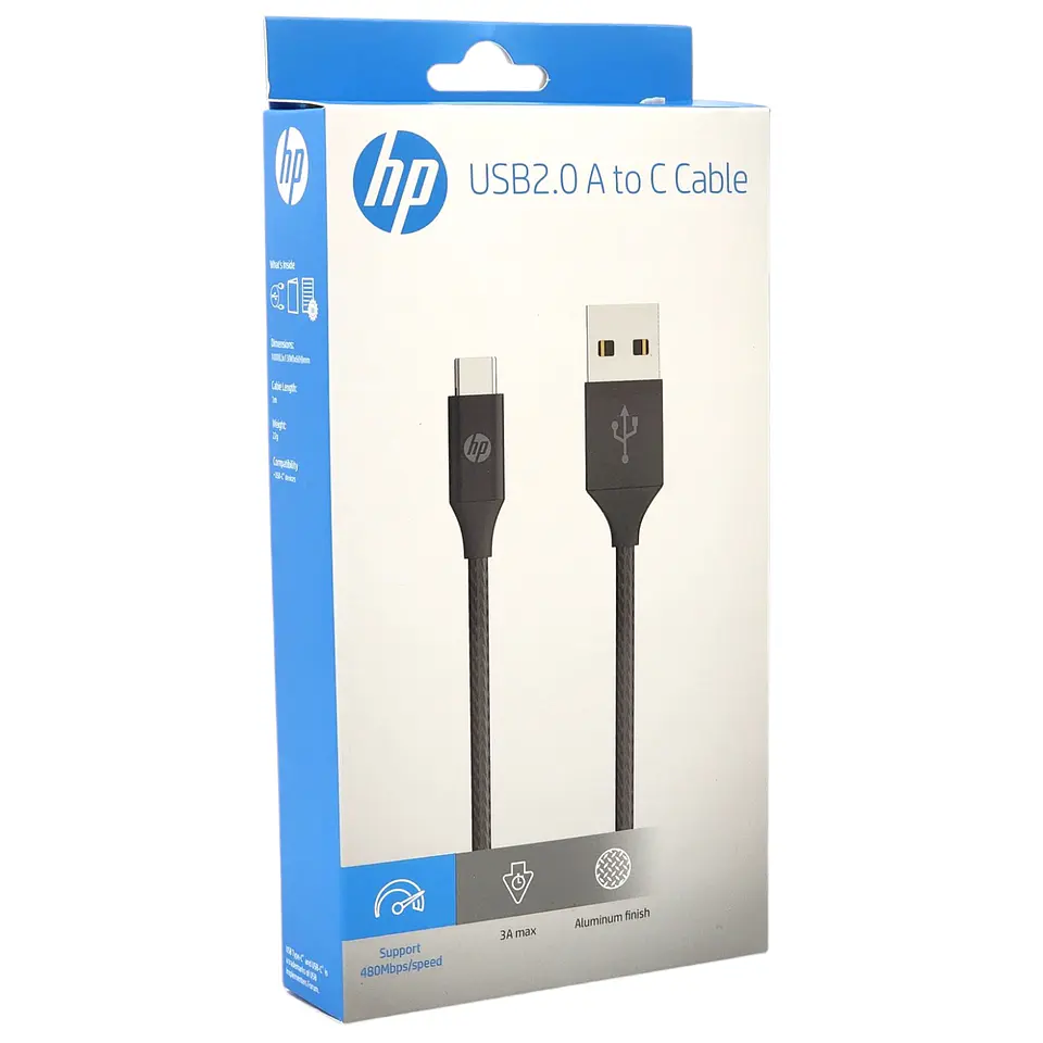 Cable HP USB Tipo-C 2Mt Negro DHC-TC102-2M 3