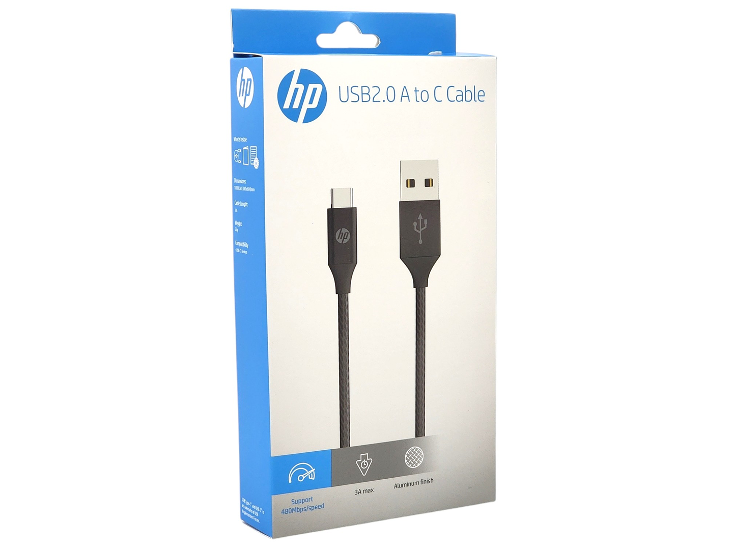 Cable HP USB Tipo-C 1Mt Negro DHC-TC102-1M 3