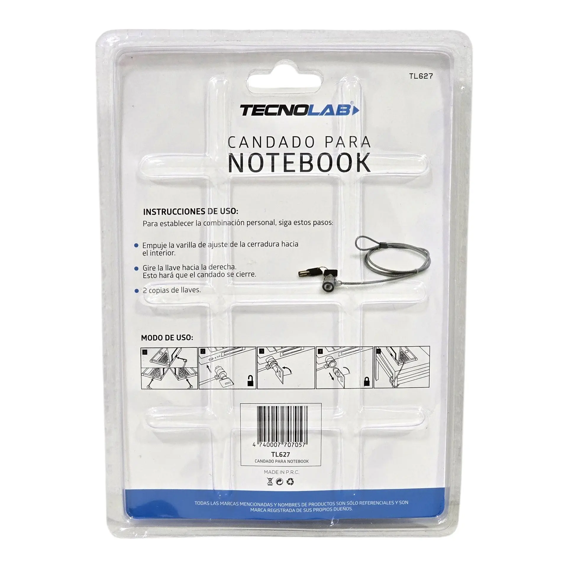 Candado Seguridad Notebook Tecnolab Con Llave TL627 2