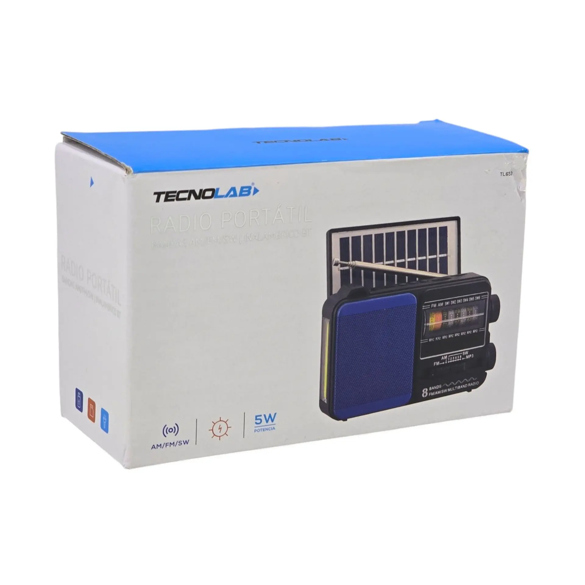 Mini Radio Solar Recargable Tecnolab TL653 USB/SD 8 Bandas 9