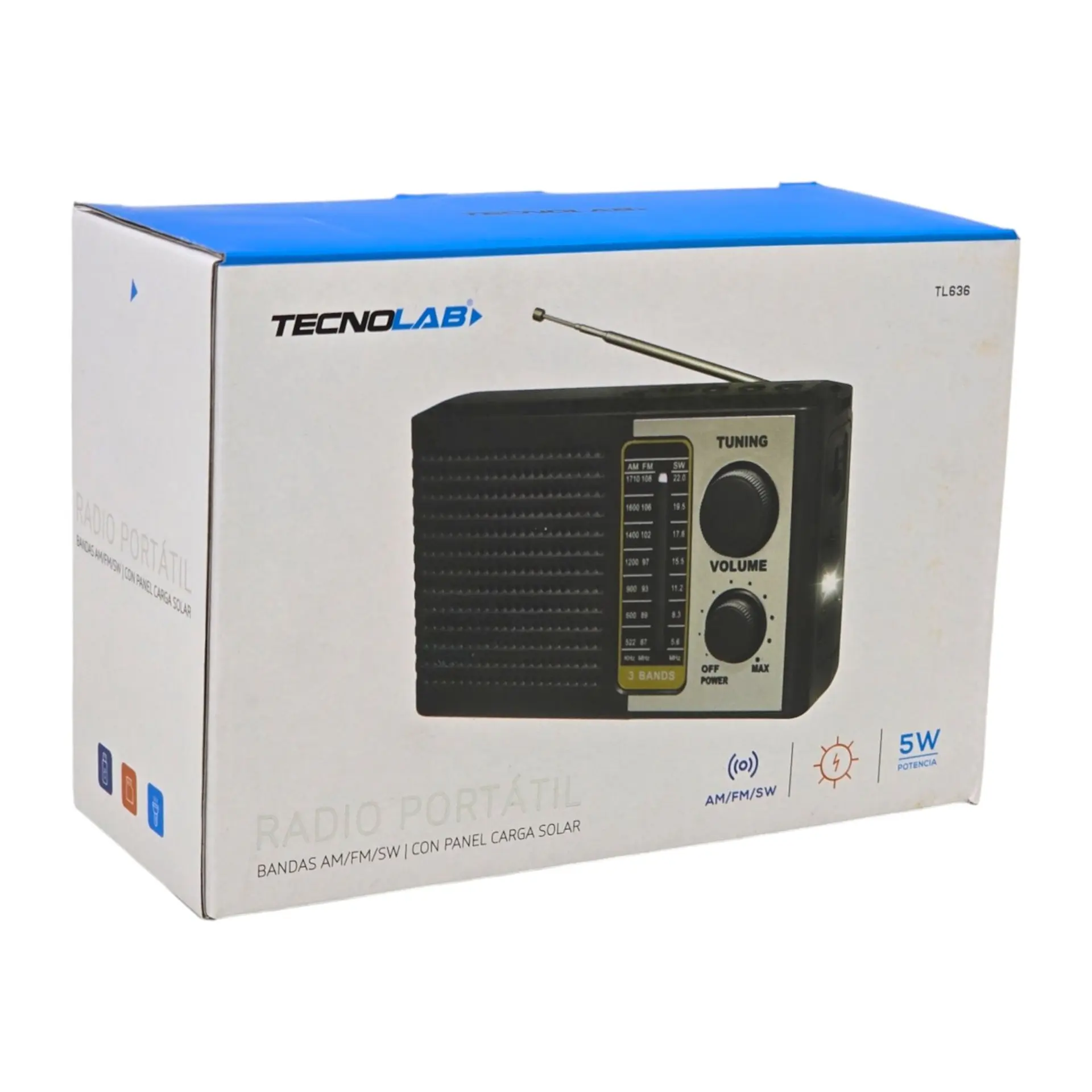 Radio Solar Recargable Tecnolab TL636 USB/SD 8