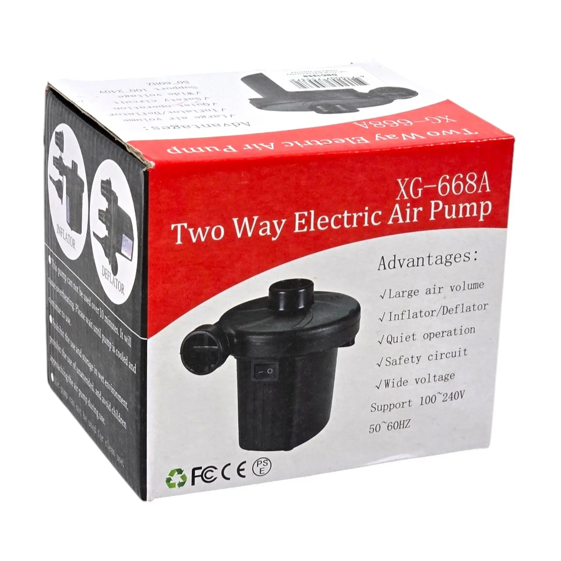 Inflador De Aire Portátil Eléctrico 220/12v 3 Boquillas XG-668A  6