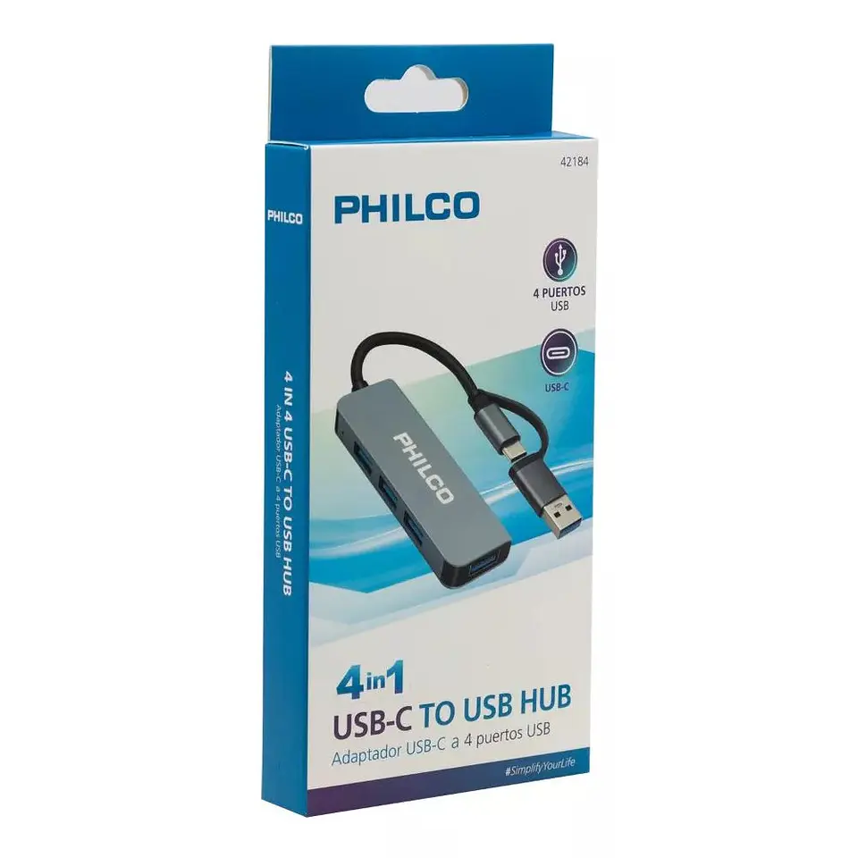 Hub USB Philco 4 En 1 Tipo C A Usb 42184 5