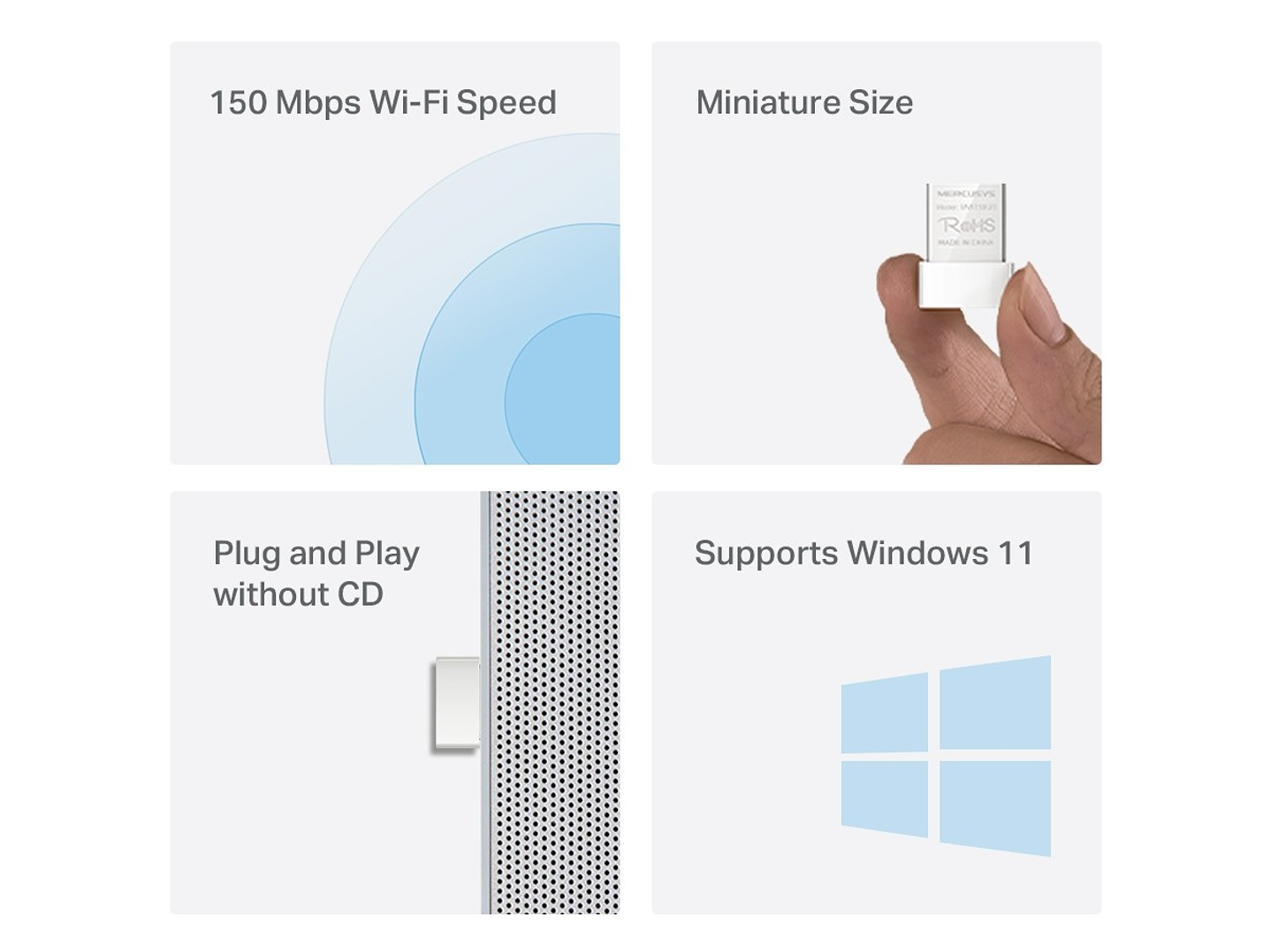 Adaptador Usb Wifi Nano 150mbps Mercusys MW150US 5