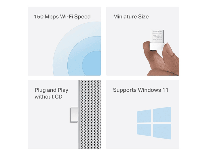 Adaptador Usb Wifi Nano 150mbps Mercusys MW150US 5