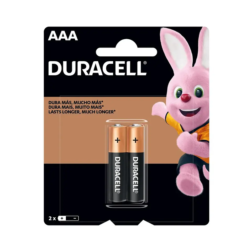 Pack 2 pilas Duracell AAA Alcalina Blister 1