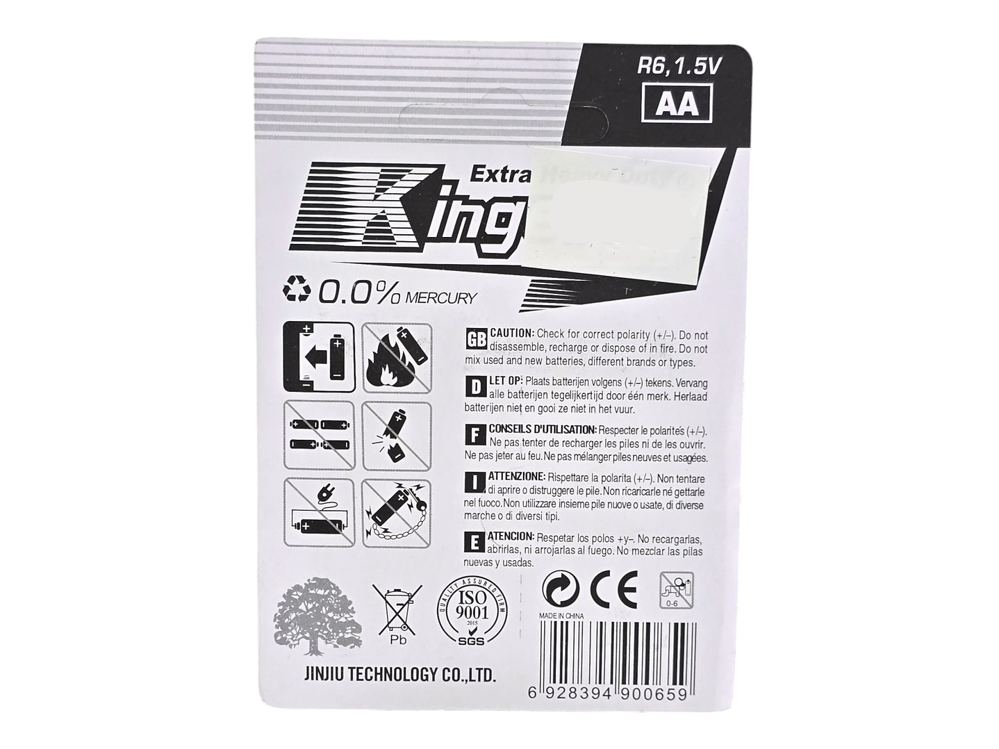 Pack 4 Pilas Kingever AA Carbon Battery R6 2