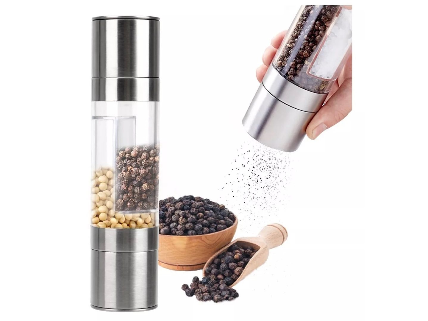 Molinillo Molino 2 en 1 Pimienta Sal Acero 14195 2