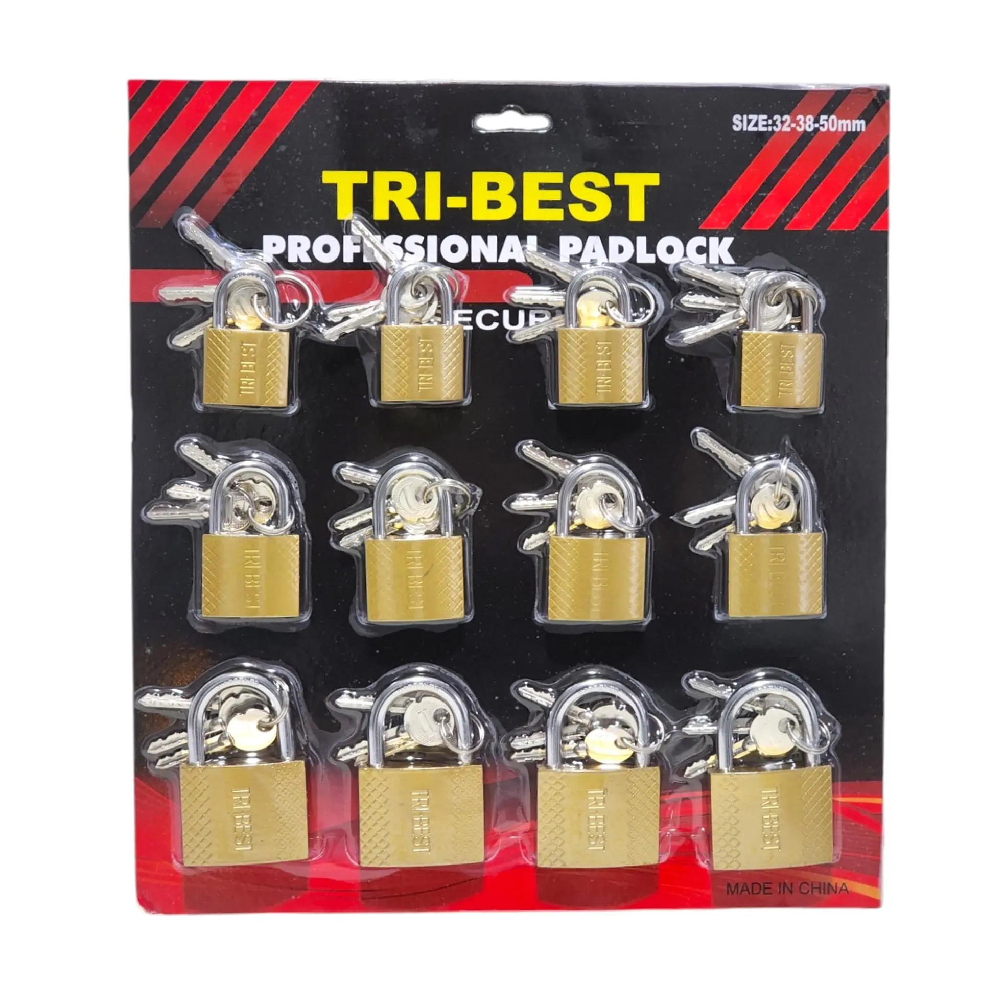 Set de 12 Candados de Seguridad con llaves 32, 38, 50mm 1