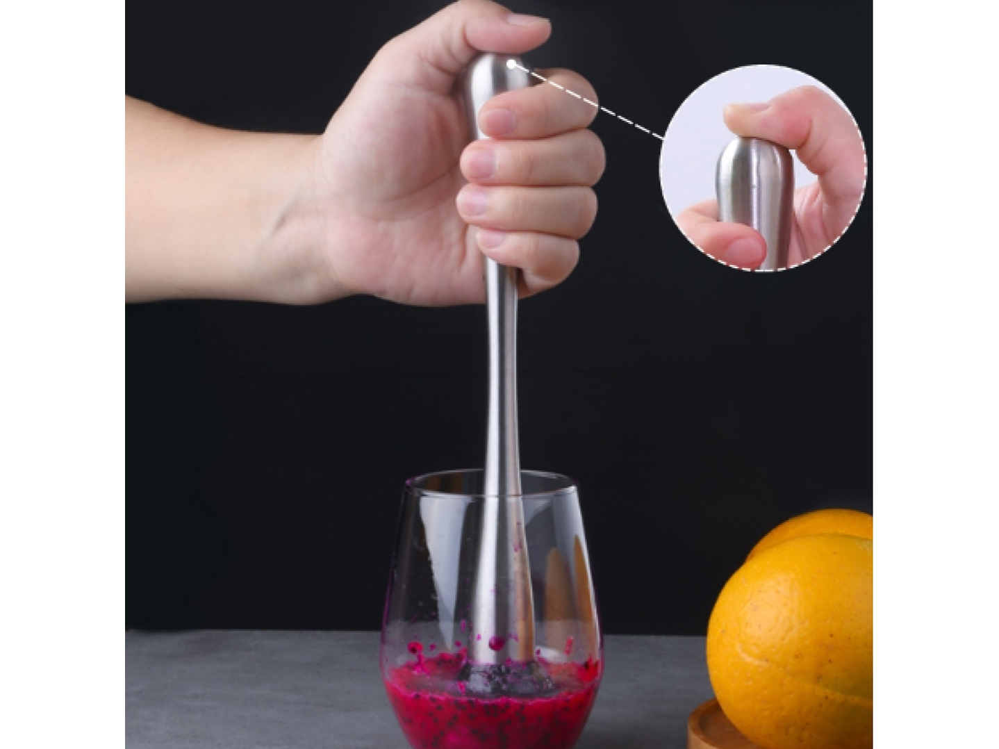 Mortero Triturador Profesional de bar Muddler coctelería 29cm 7