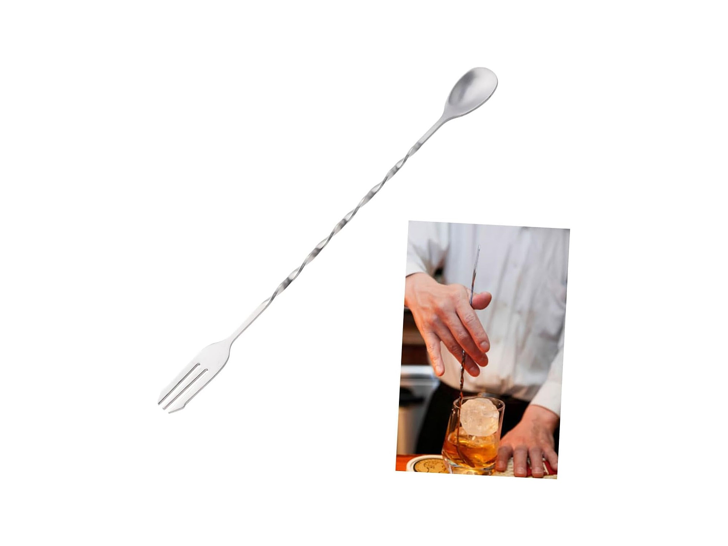 Cuchara Tenedor Bar Mezcladora de Cocteles Acero 14634 2