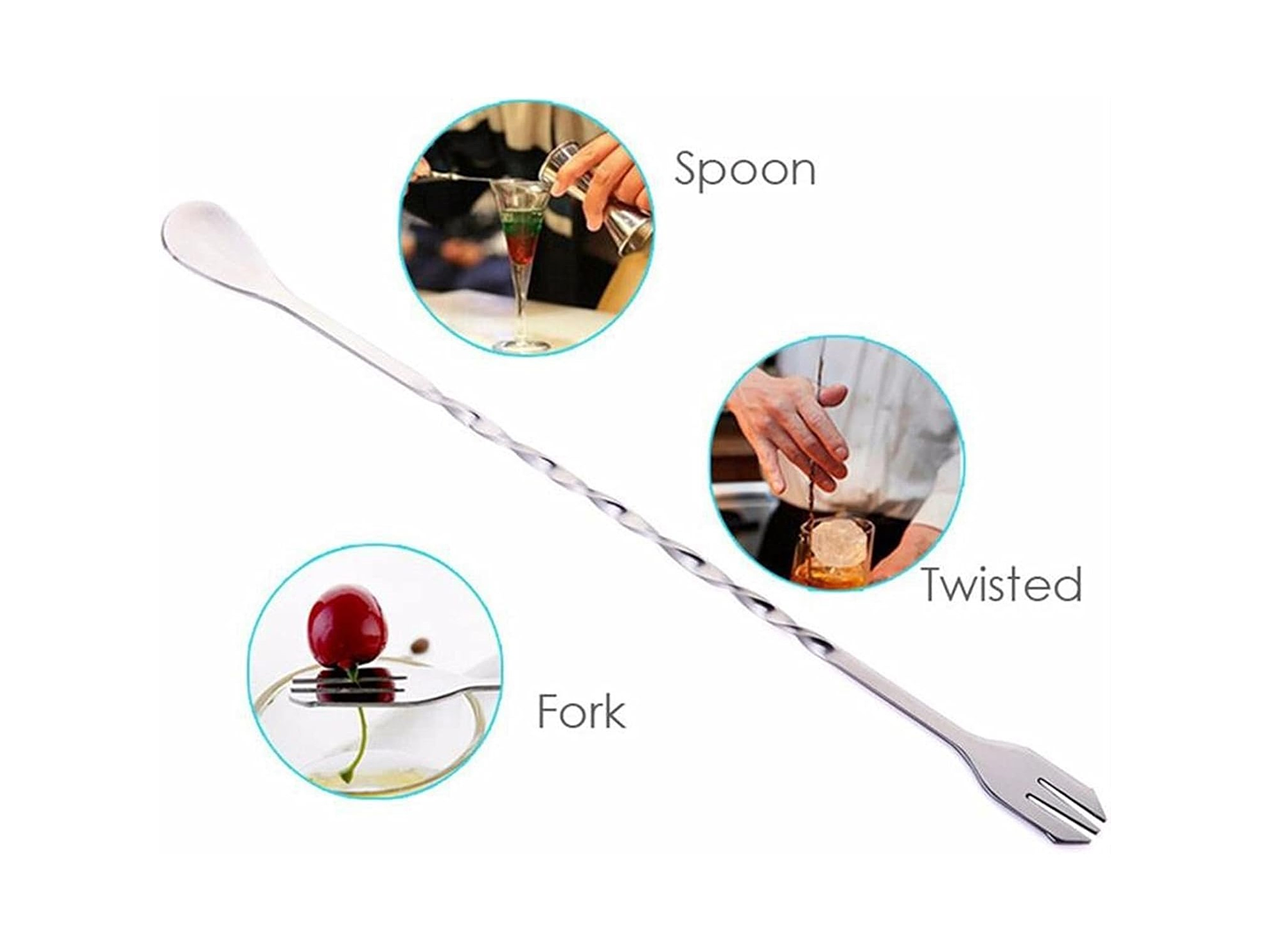 Cuchara Tenedor Bar Mezcladora de Cocteles Acero 14634 3