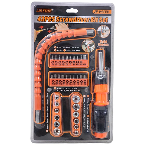 Set Destornillador Dados Extensión Flexible 43 Unidades