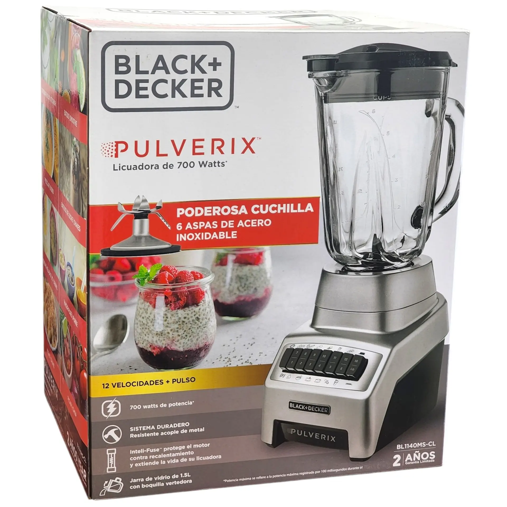 Licuadora Black+Decker 700Watt 1.5lts 6 Aspas BL1140MS-CL 8