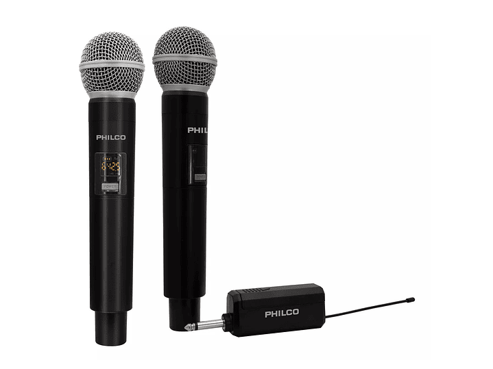 Kit 2 Micrófonos Inalámbricos UHF Recargables Philco WU519 1