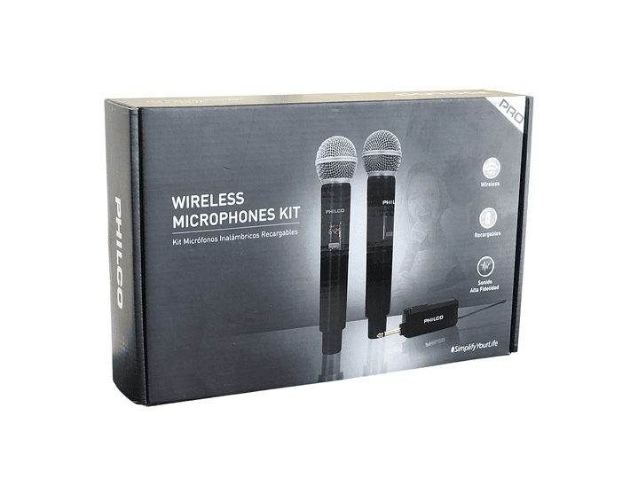 Kit 2 Micrófonos Inalámbricos UHF Recargables Philco WU519 8