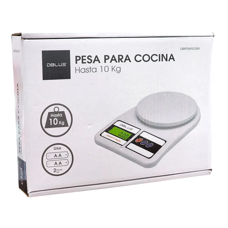 Balanza Pesa para Cocina Digital Dblue 10kg DBPDWS33W 7