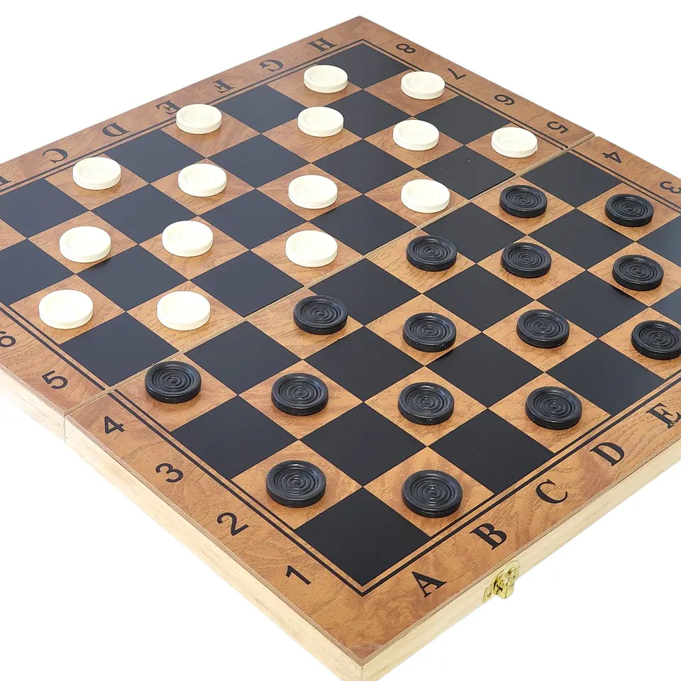 Juego de Madera 3 en 1 Ajedrez, Damas, Backgammon Plegable  2