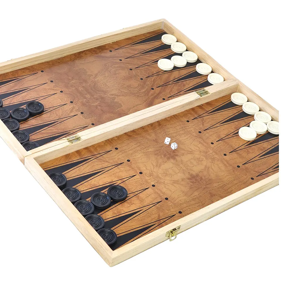 Juego de Madera 3 en 1 Ajedrez, Damas, Backgammon Plegable  3