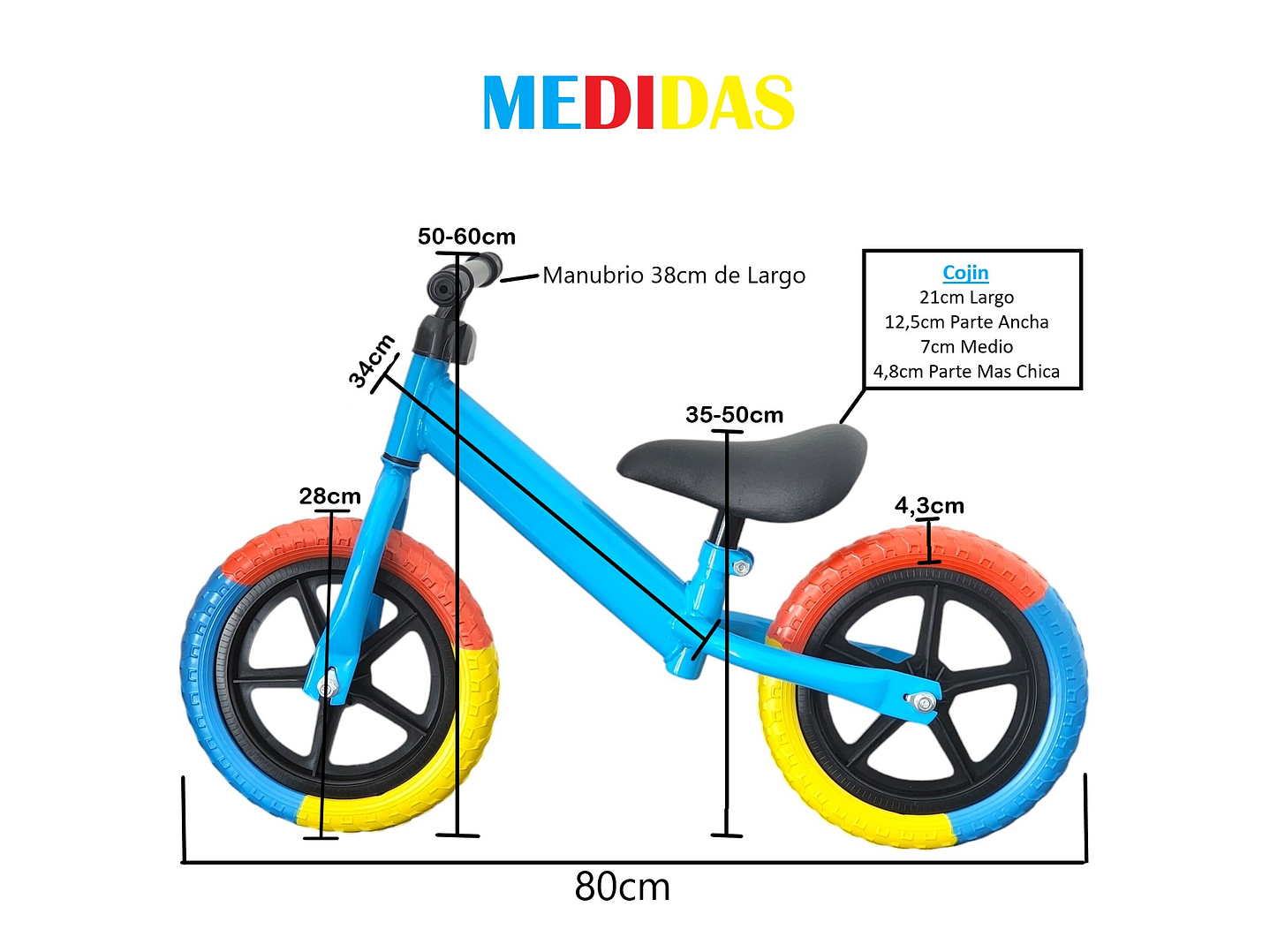 Bicicleta Equilibrio Sin Pedales de Aprendizaje Negro 19137 7