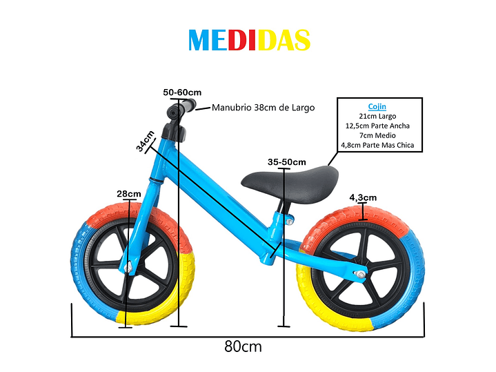 Bicicleta Equilibrio Sin Pedales de Aprendizaje Negro 19137 7