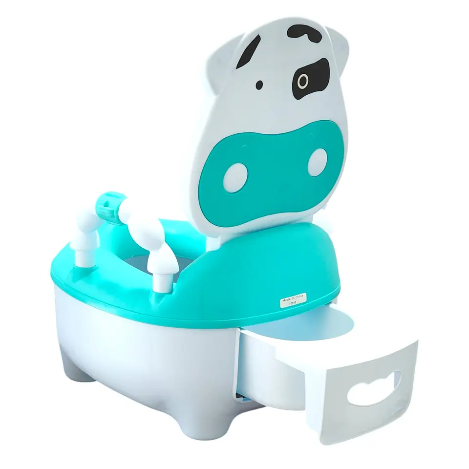 Pelela Bacinica Baño Infantil Para Niños Vaquita Verde 4