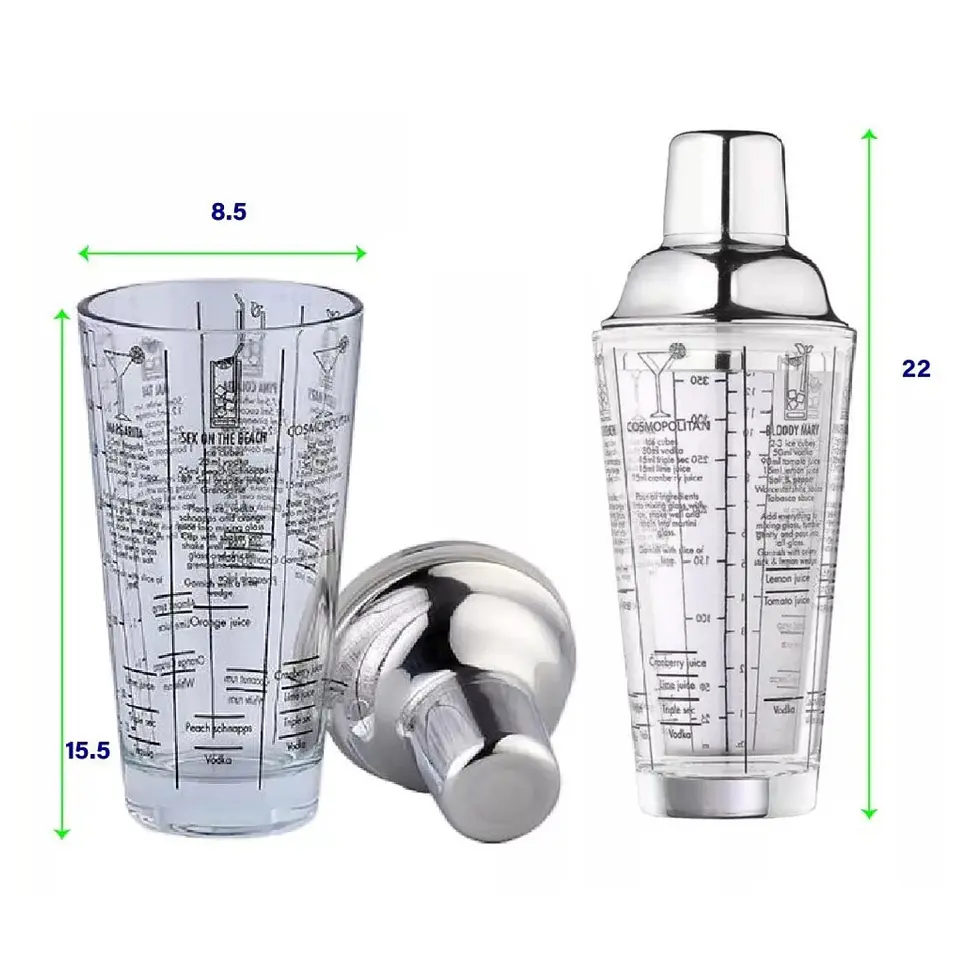 Coctelera Shaker De Vidrio Con Recetas De 400 Ml 14005 6