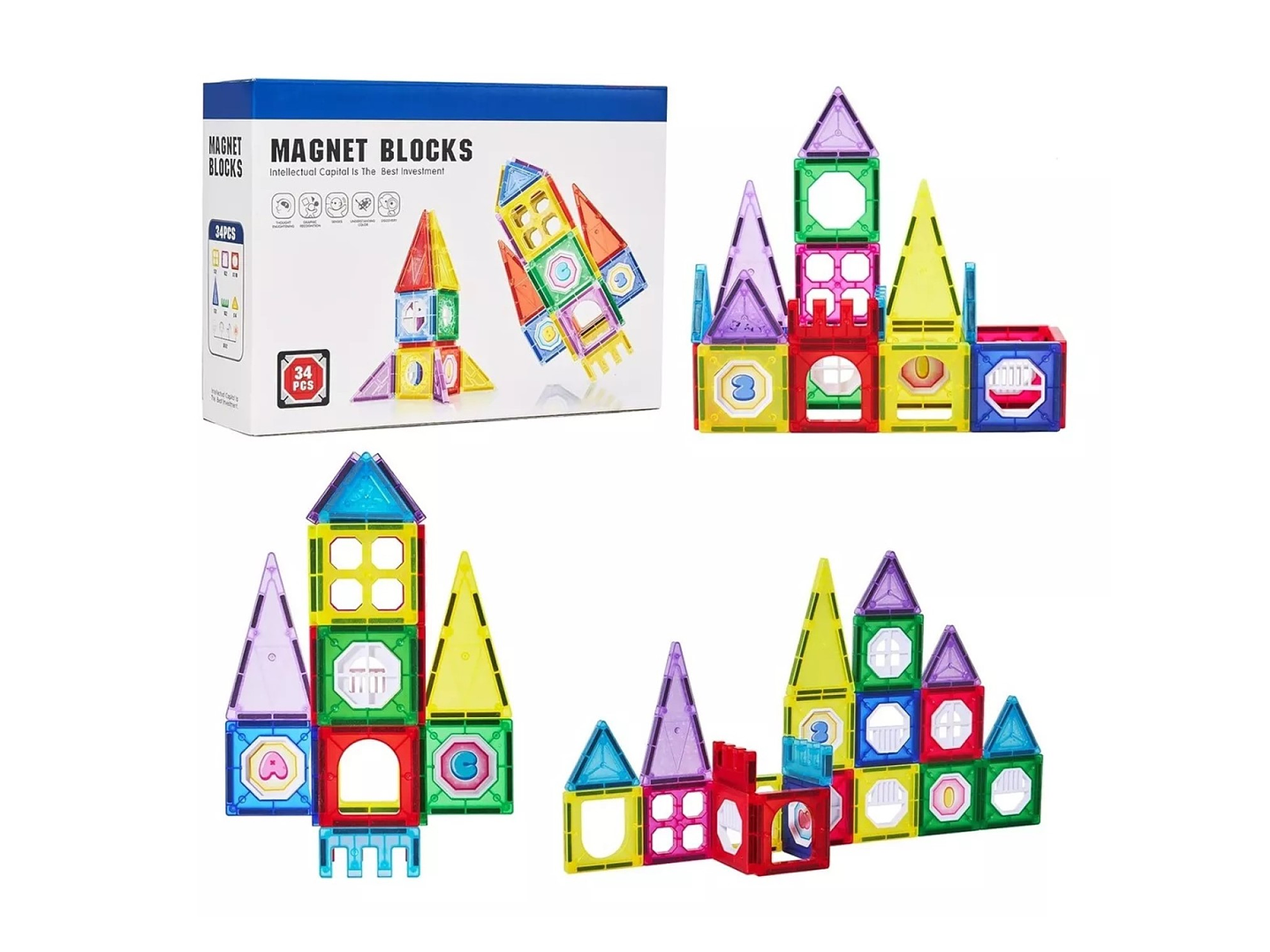 Juego De Bloques Construcción Magnéticos Didácticos 50010 1